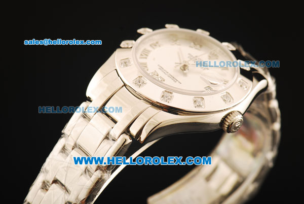 Rolex Datejust Automatic Movement Full Steel with Silver Dial and Diamond Bezel-ETA Coating Case - Click Image to Close